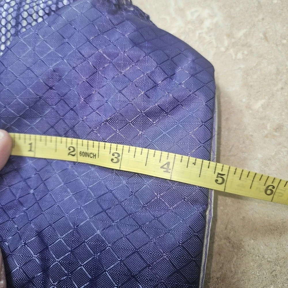 Thirty-One Sling Backpack‎ Bag Purple Stripe Crossbody Zip Pockets Travel